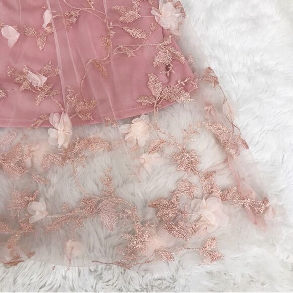 GIANNI BINI GB Girls Blush Pink Sleeveless Floral Embroidered Dress Size Large - Picture 6 of 8